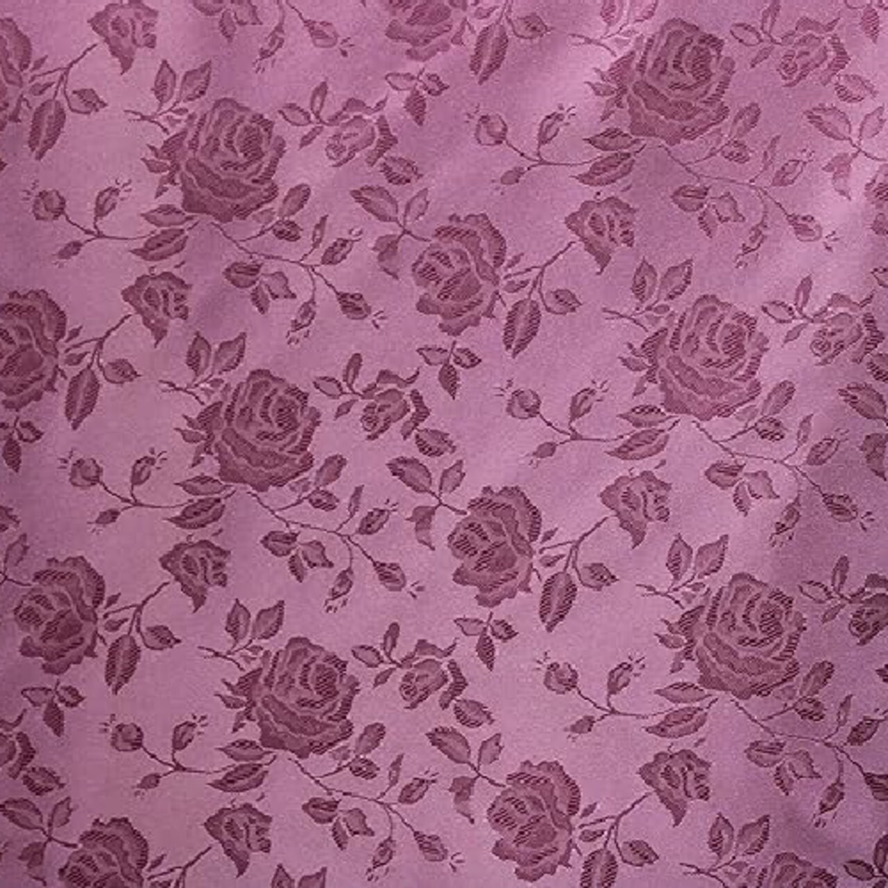 1 Yard Dusty Rose Rose Floral Jacquard Satin 60/59″ Width 100 Percent Polyester